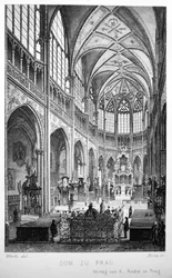 Illustration aus dem Buch Der Dom zu Prag von 1858, die das Innere der St.-Veits-Kathedrale zeigt